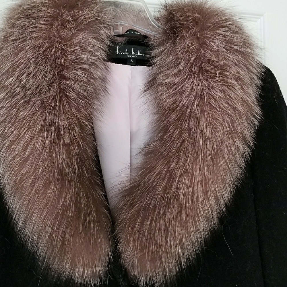 Nicole Miller coat with fur collar